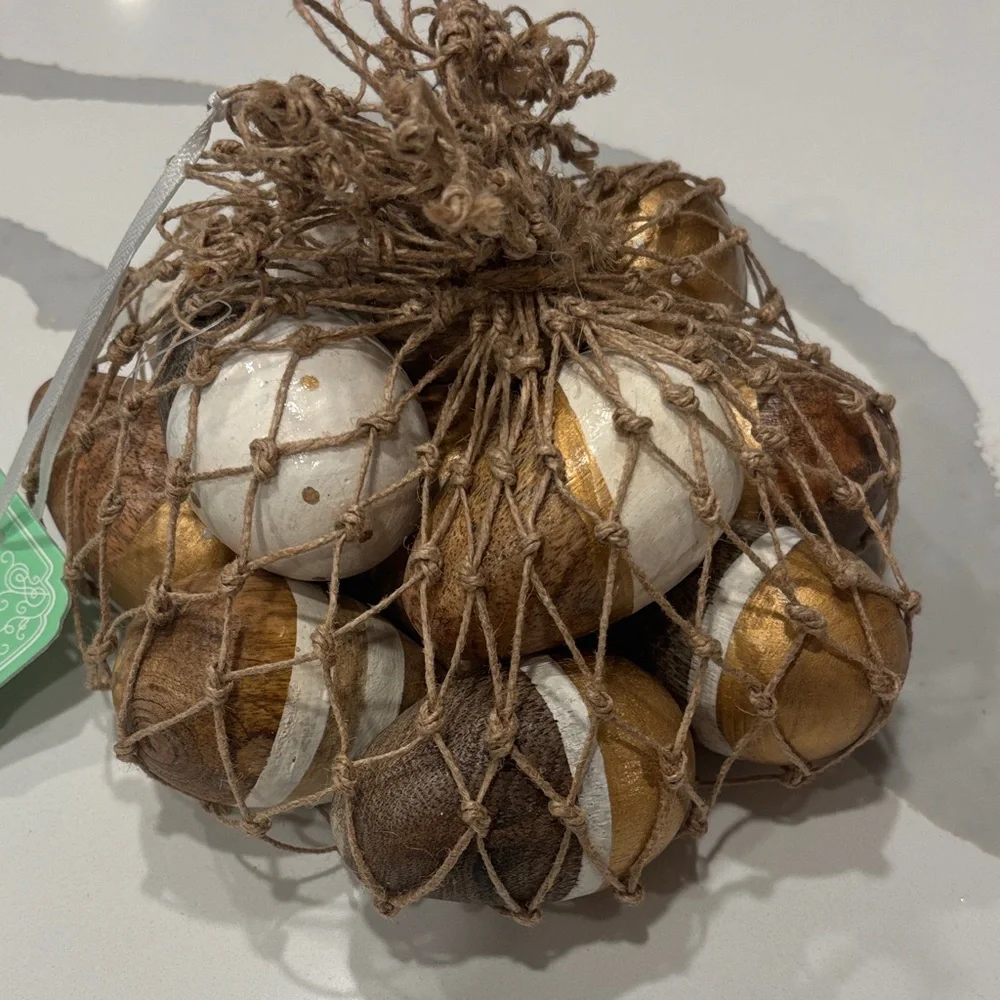 Pier 1.. 12 Gold, White, and Brown Decorative Eggs.. NWT